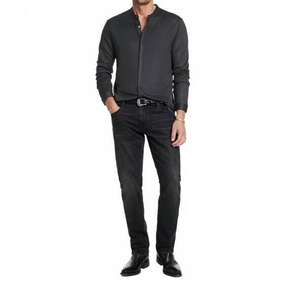 NEW JOHN VARVATOS otavio long sleeve casual shirt in black - Picture 5 of 6